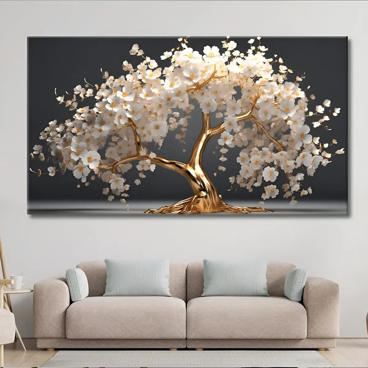 Cuadro árbol flores blancas