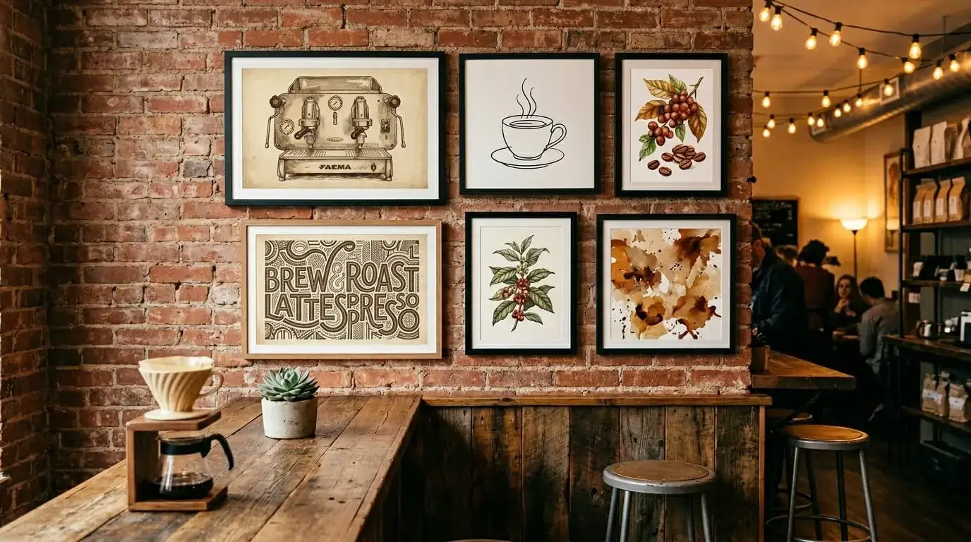 Set de 6 cuadros para cafetería